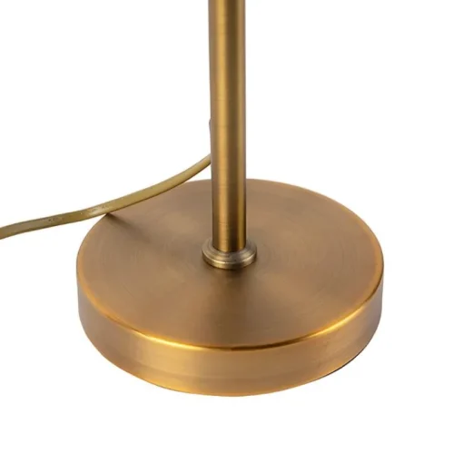 QAZQA Tafellamp brons met velours lampenkap blad dessin met gouden binnenkant - Parte