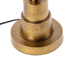 QAZQA Tafellamp brons met velours lampenkap blad dessin met gouden binnenkant - Pisos