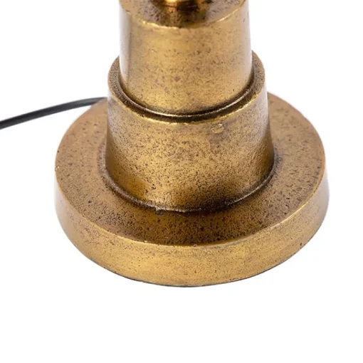 QAZQA Tafellamp brons met velours lampenkap blad dessin met gouden binnenkant - Pisos