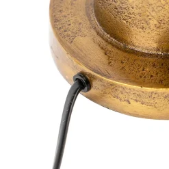 QAZQA Tafellamp brons met velours lampenkap blad dessin met gouden binnenkant - Pisos