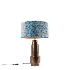 QAZQA Tafellamp brons met velours vlinder kap 50 cm - Bruut