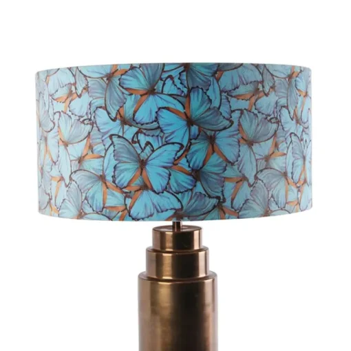 QAZQA Tafellamp brons met velours vlinder kap 50 cm - Bruut