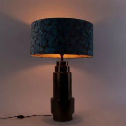 QAZQA Tafellamp brons met velours vlinder kap 50 cm - Bruut
