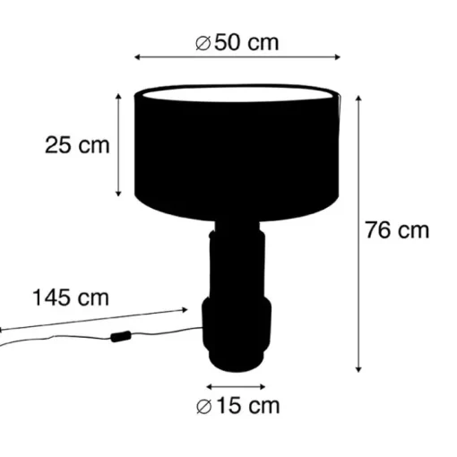 QAZQA Tafellamp brons met velours vlinder kap 50 cm - Bruut
