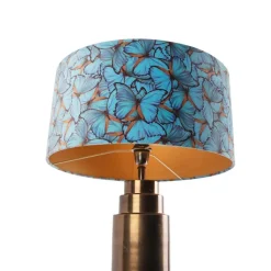 QAZQA Tafellamp brons met velours vlinder kap 50 cm - Bruut