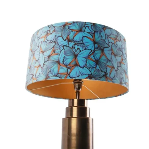 QAZQA Tafellamp brons met velours vlinder kap 50 cm - Bruut