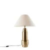 QAZQA Tafellamp brons stoffen kap beige 55 cm - Bruut