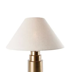 QAZQA Tafellamp brons stoffen kap beige 55 cm - Bruut