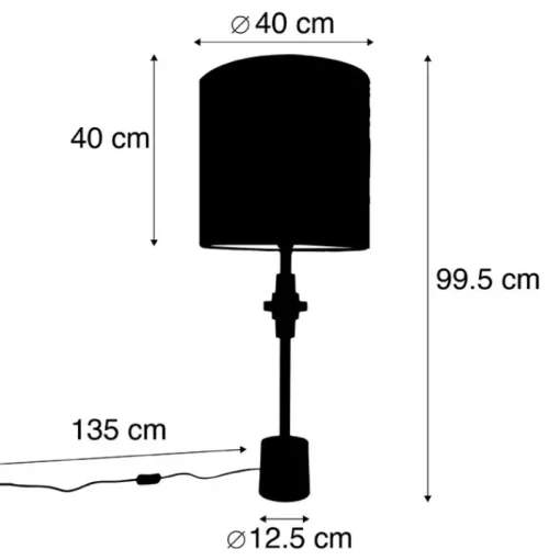 QAZQA Tafellamp brons velours kap vlinder dessin 40 cm - Diverso