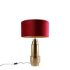 QAZQA Tafellamp brons velours kap rood met goud 50 cm - Bruut