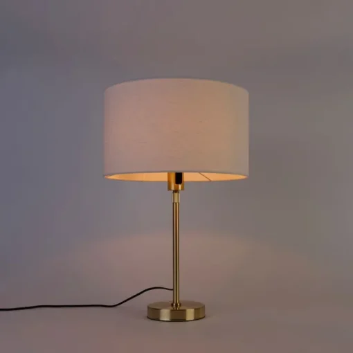 QAZQA Tafellamp goud verstelbaar met kap wit 35 cm - Parte