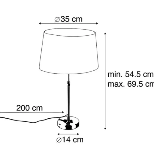 QAZQA Tafellamp goud/messing met linnen kap zwart 35 cm - Parte
