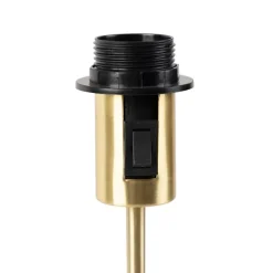 QAZQA Tafellamp goud/messing met linnen kap zwart 35 cm - Parte