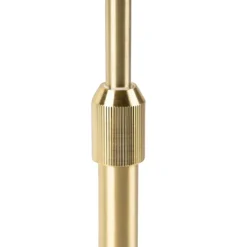 QAZQA Tafellamp goud/messing met linnen kap zwart 35 cm - Parte
