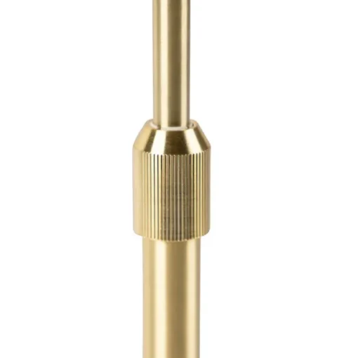 QAZQA Tafellamp goud/messing met linnen kap zwart 35 cm - Parte