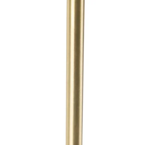 QAZQA Tafellamp goud/messing met linnen kap zwart 35 cm - Parte