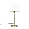 QAZQA Tafellamp goud/messing met kap wit 25 cm verstelbaar - Parte
