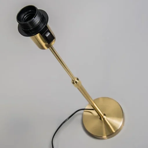 QAZQA Tafellamp goud/messing met kap wit 25 cm verstelbaar - Parte