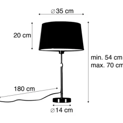 QAZQA Tafellamp koper met kap zwart 35 cm verstelbaar - Parte