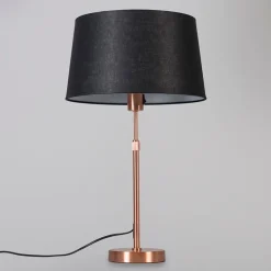 QAZQA Tafellamp koper met kap zwart 35 cm verstelbaar - Parte