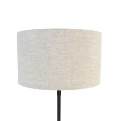 QAZQA Tafellamp zwart verstelbaar met kap lichtgrijs 35 cm - Parte