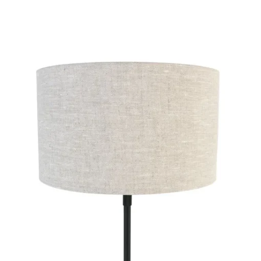 QAZQA Tafellamp zwart verstelbaar met kap lichtgrijs 35 cm - Parte