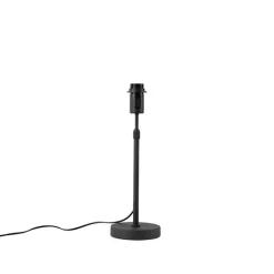 QAZQA Tafellamp zwart verstelbaar met kap lichtgrijs 35 cm - Parte