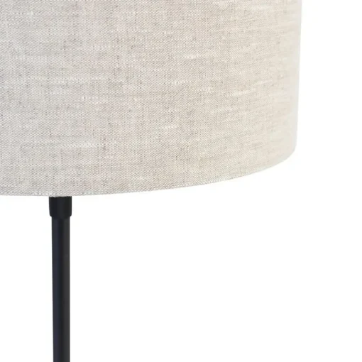 QAZQA Tafellamp zwart verstelbaar met kap lichtgrijs 35 cm - Parte