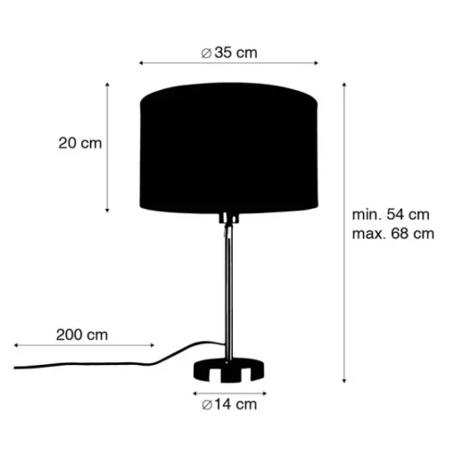 QAZQA Tafellamp zwart verstelbaar met kap lichtgrijs 35 cm - Parte