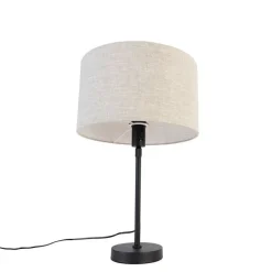 QAZQA Tafellamp zwart verstelbaar met kap lichtgrijs 35 cm - Parte