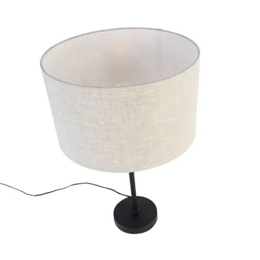 QAZQA Tafellamp zwart verstelbaar met kap lichtgrijs 35 cm - Parte
