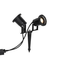 QAZQA Tuinspot zwart incl. snoer en stekker 2-lichts IP65 - Basic