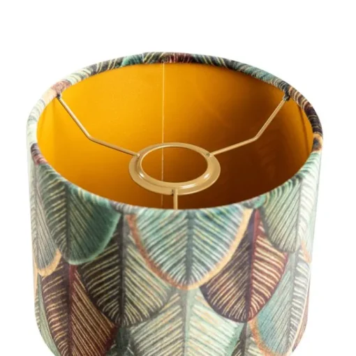 QAZQA Velours lampenkap blad dessin met gouden binnenkant 18/18/14