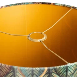 QAZQA Velours lampenkap blad dessin met gouden binnenkant 40/40/40