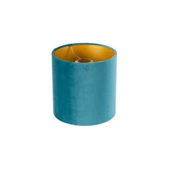 QAZQA Velours lampenkap blauw 20/20/20 met gouden binnenkant