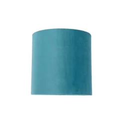 QAZQA Velours lampenkap blauw 20/20/20 met gouden binnenkant