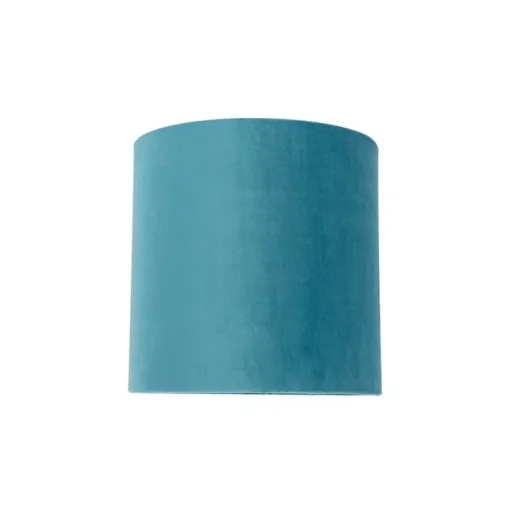 QAZQA Velours lampenkap blauw 20/20/20 met gouden binnenkant