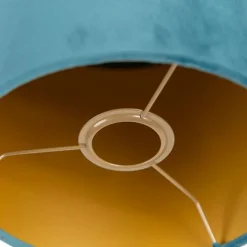 QAZQA Velours lampenkap blauw 20/20/20 met gouden binnenkant