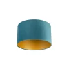 QAZQA Velours lampenkap blauw 35/35/20 met gouden binnenkant