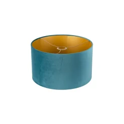 QAZQA Velours lampenkap blauw 35/35/20 met gouden binnenkant