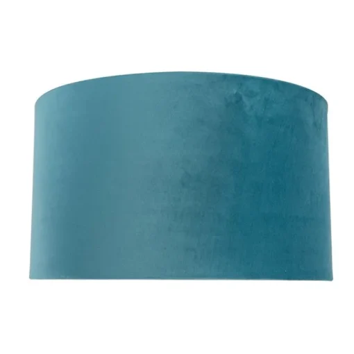 QAZQA Velours lampenkap blauw 35/35/20 met gouden binnenkant