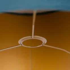 QAZQA Velours lampenkap blauw 35/35/20 met gouden binnenkant