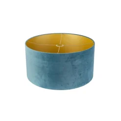 QAZQA Velours lampenkap blauw 50/50/25 met gouden binnenkant