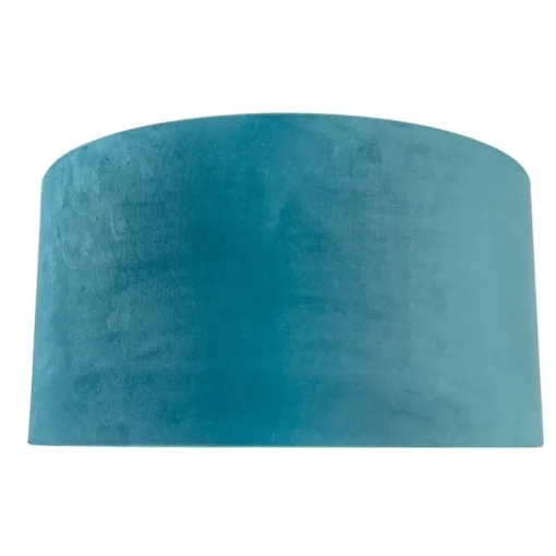 QAZQA Velours lampenkap blauw 50/50/25 met gouden binnenkant