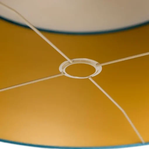 QAZQA Velours lampenkap blauw 50/50/25 met gouden binnenkant