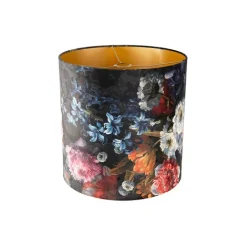 QAZQA Velours lampenkap bloemen dessin 40/40/40 gouden binnenkant