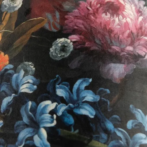 QAZQA Velours lampenkap bloemen dessin 40/40/40 gouden binnenkant