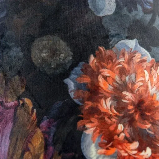 QAZQA Velours lampenkap bloemen dessin 50/50/25 gouden binnenkant