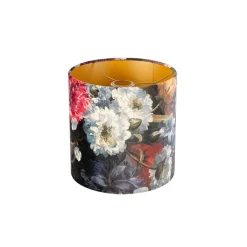 QAZQA Velours lampenkap bloemen dessin 25/25/25 gouden binnenkant