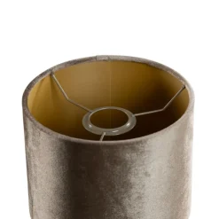 QAZQA Velours lampenkap brons met gouden binnenkant 18/18/14